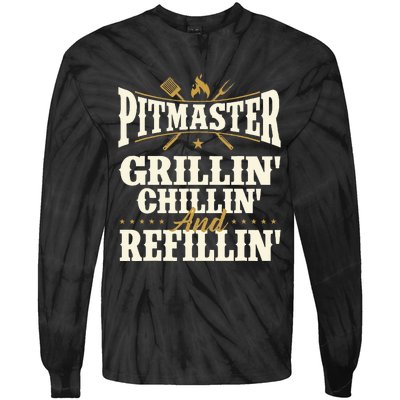 Pitmaster Grillin Chillin And Refillin BBQ Smoker Grilling Tie-Dye Long Sleeve Shirt