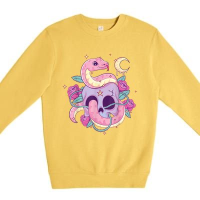 Pastel Goth Creepy Skull Serpent Snake Kawaii Emo Nu Goth Premium Crewneck Sweatshirt