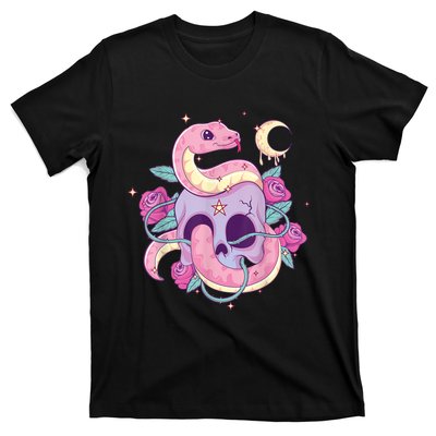 Pastel Goth Creepy Skull Serpent Snake Kawaii Emo Nu Goth T-Shirt