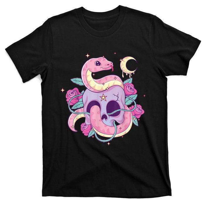 Pastel Goth Creepy Skull Serpent Snake Kawaii Emo Nu Goth T-Shirt