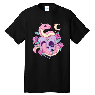 Pastel Goth Creepy Skull Serpent Snake Kawaii Emo Nu Goth Tall T-Shirt