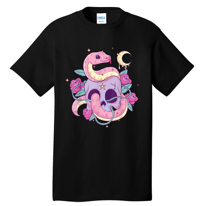 Pastel Goth Creepy Skull Serpent Snake Kawaii Emo Nu Goth Tall T-Shirt