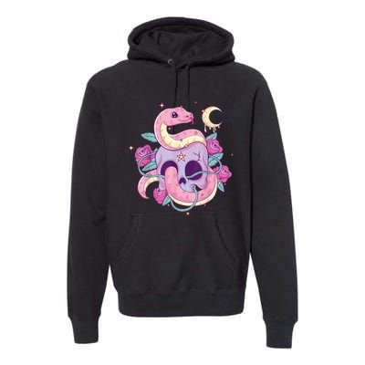 Pastel Goth Creepy Skull Serpent Snake Kawaii Emo Nu Goth Premium Hoodie