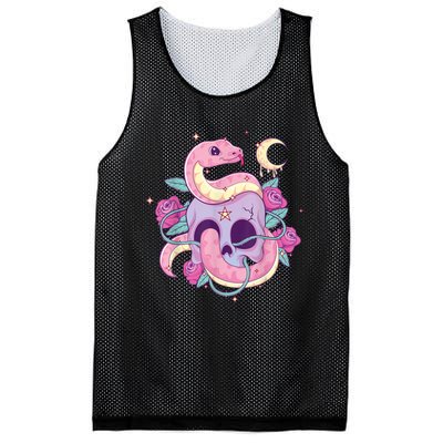 Pastel Goth Creepy Skull Serpent Snake Kawaii Emo Nu Goth Mesh Reversible Basketball Jersey Tank