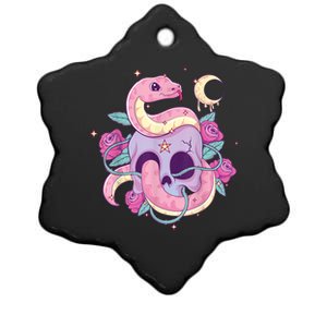 Pastel Goth Creepy Skull Serpent Snake Kawaii Emo Nu Goth Ceramic Star Ornament