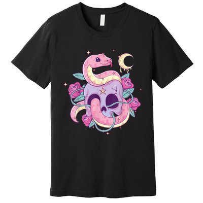 Pastel Goth Creepy Skull Serpent Snake Kawaii Emo Nu Goth Premium T-Shirt