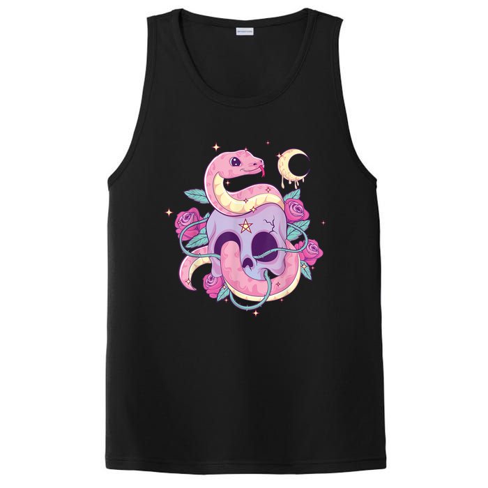 Pastel Goth Creepy Skull Serpent Snake Kawaii Emo Nu Goth PosiCharge Competitor Tank