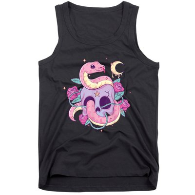 Pastel Goth Creepy Skull Serpent Snake Kawaii Emo Nu Goth Tank Top