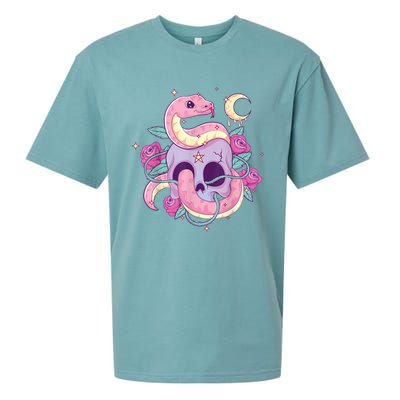 Pastel Goth Creepy Skull Serpent Snake Kawaii Emo Nu Goth Sueded Cloud Jersey T-Shirt