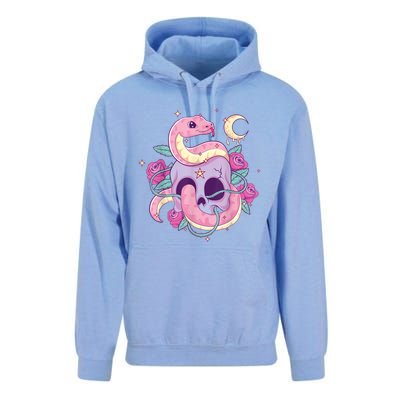 Pastel Goth Creepy Skull Serpent Snake Kawaii Emo Nu Goth Unisex Surf Hoodie