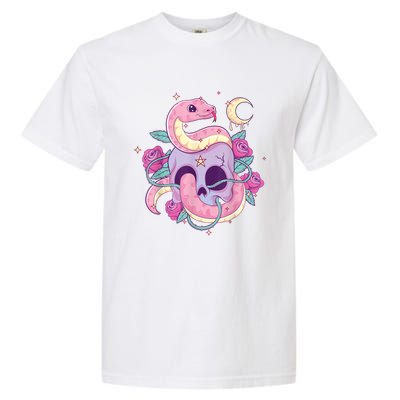 Pastel Goth Creepy Skull Serpent Snake Kawaii Emo Nu Goth Garment-Dyed Heavyweight T-Shirt