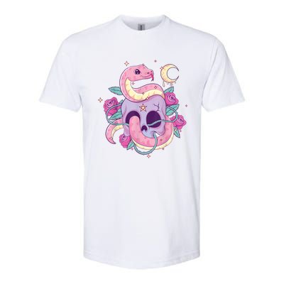 Pastel Goth Creepy Skull Serpent Snake Kawaii Emo Nu Goth Softstyle CVC T-Shirt