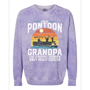 Pontoon Grandpa Captain Retro Funny Boating Fathers Day Gift Colorblast Crewneck Sweatshirt