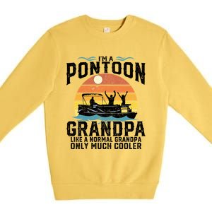 Pontoon Grandpa Captain Retro Funny Boating Fathers Day Gift Premium Crewneck Sweatshirt