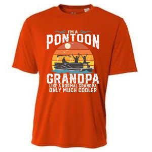 Pontoon Grandpa Captain Retro Funny Boating Fathers Day Gift Cooling Performance Crew T-Shirt