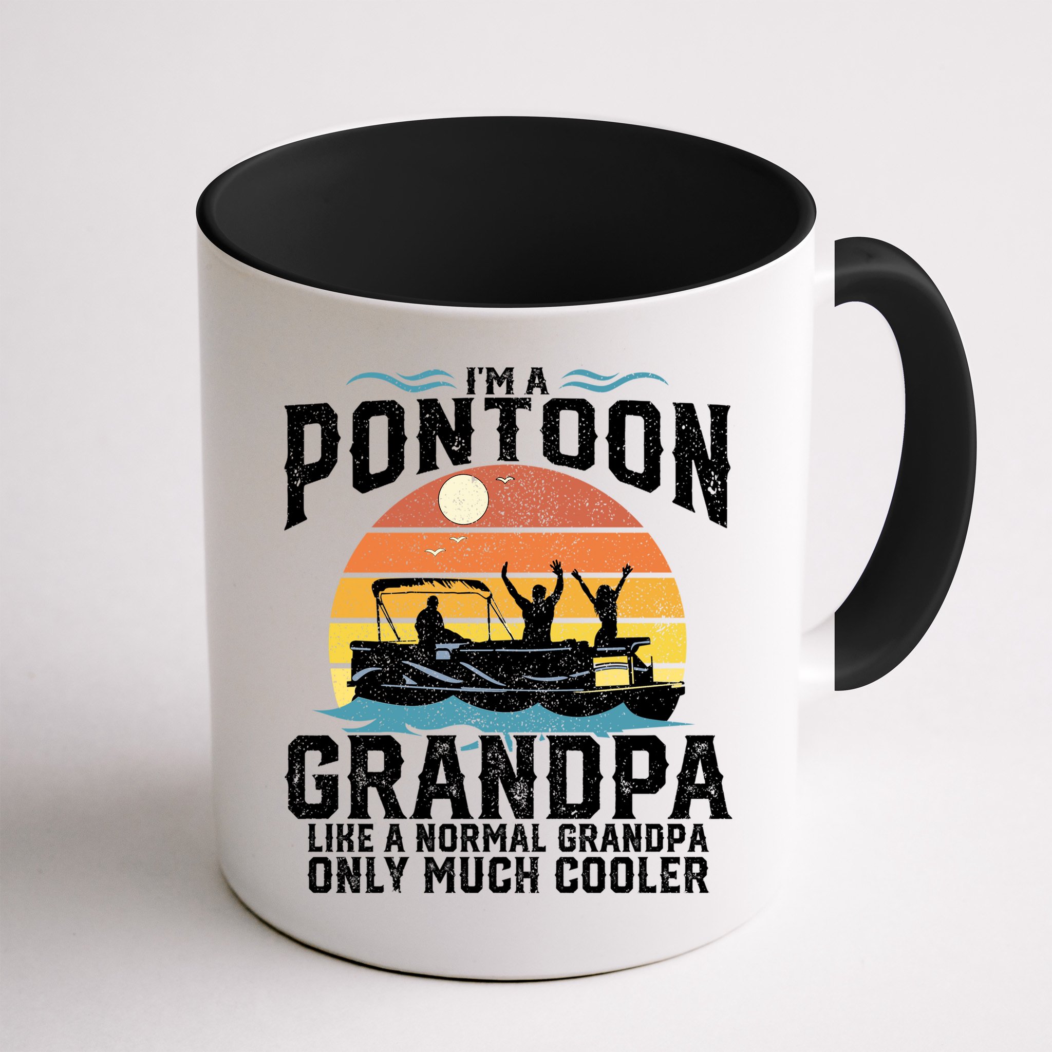 Pontoon Grandpa Captain Retro Funny Boating Fathers Day Gift Mug