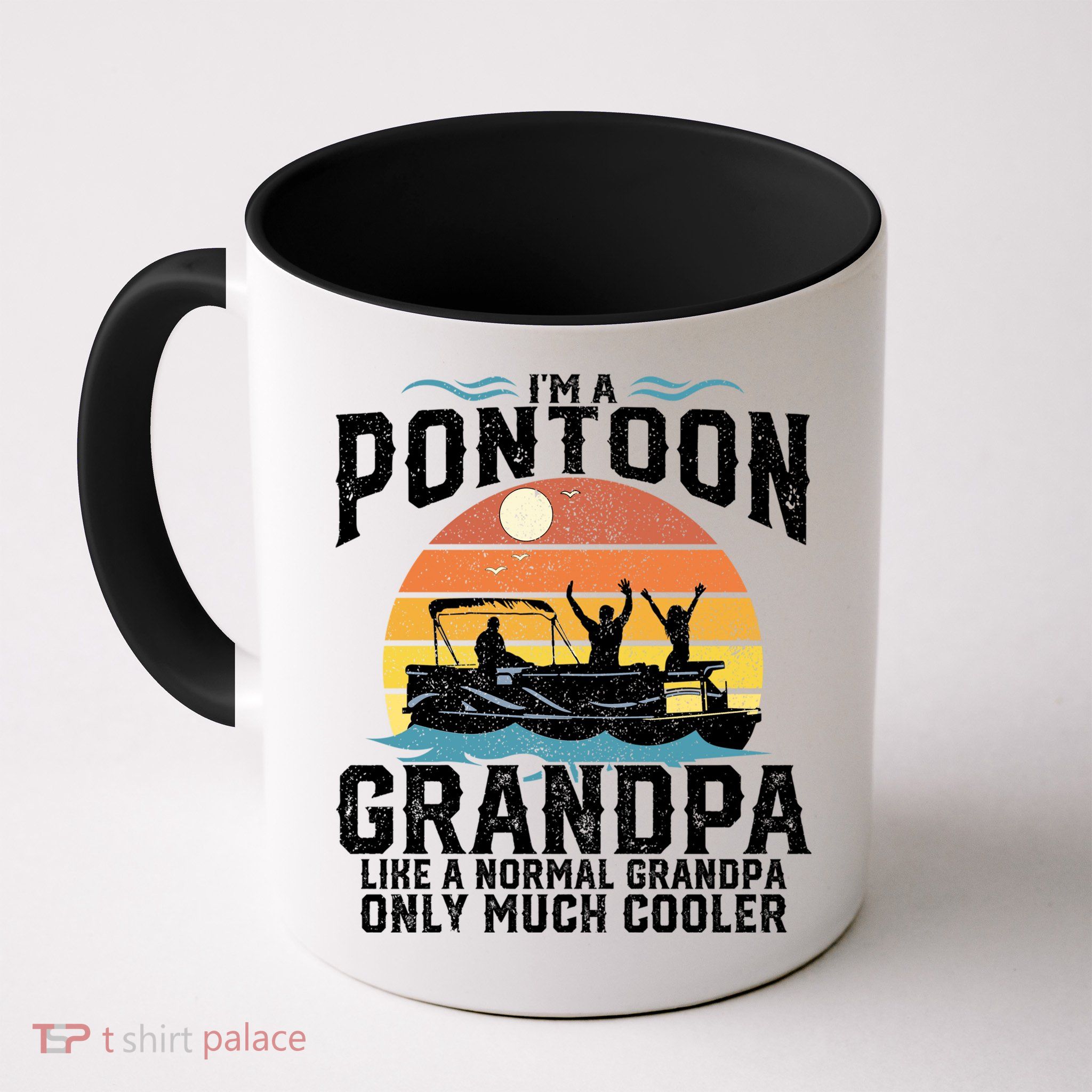 Pontoon Grandpa Captain Retro Funny Boating Fathers Day Gift Mug