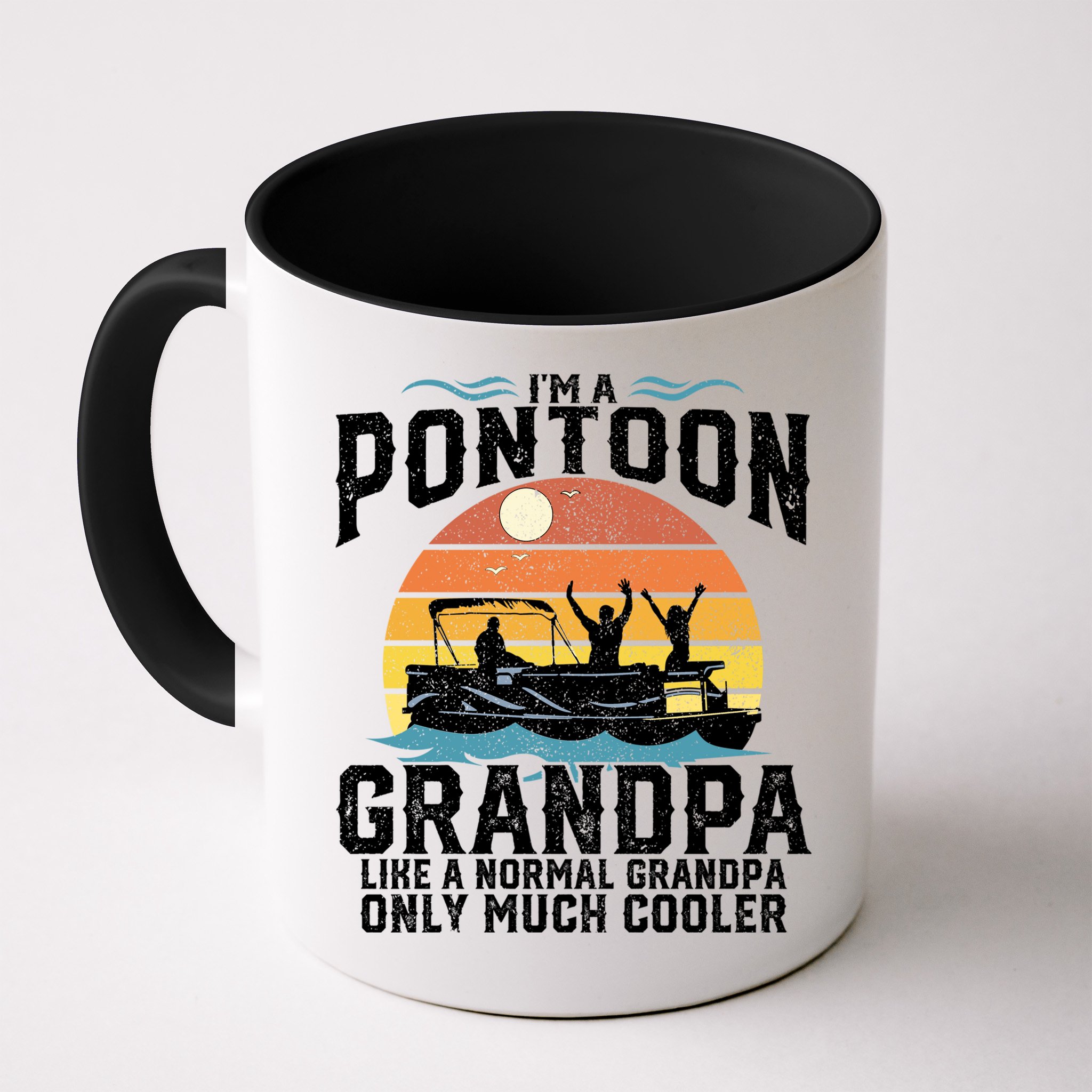 Pontoon Grandpa Captain Retro Funny Boating Fathers Day Gift Mug