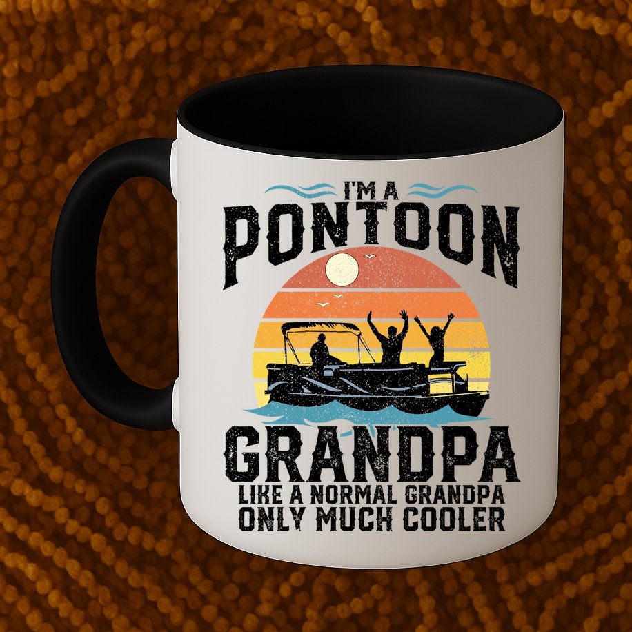 Pontoon Grandpa Captain Retro Funny Boating Fathers Day Gift Mug