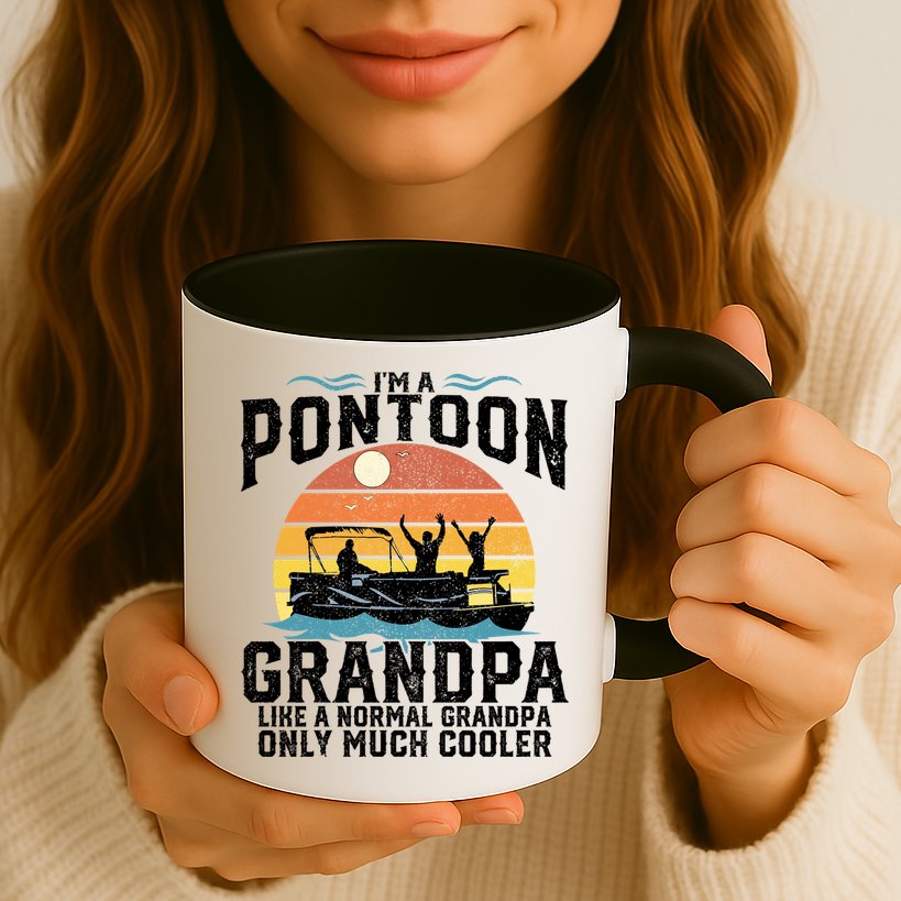 Pontoon Grandpa Captain Retro Funny Boating Fathers Day Gift Mug