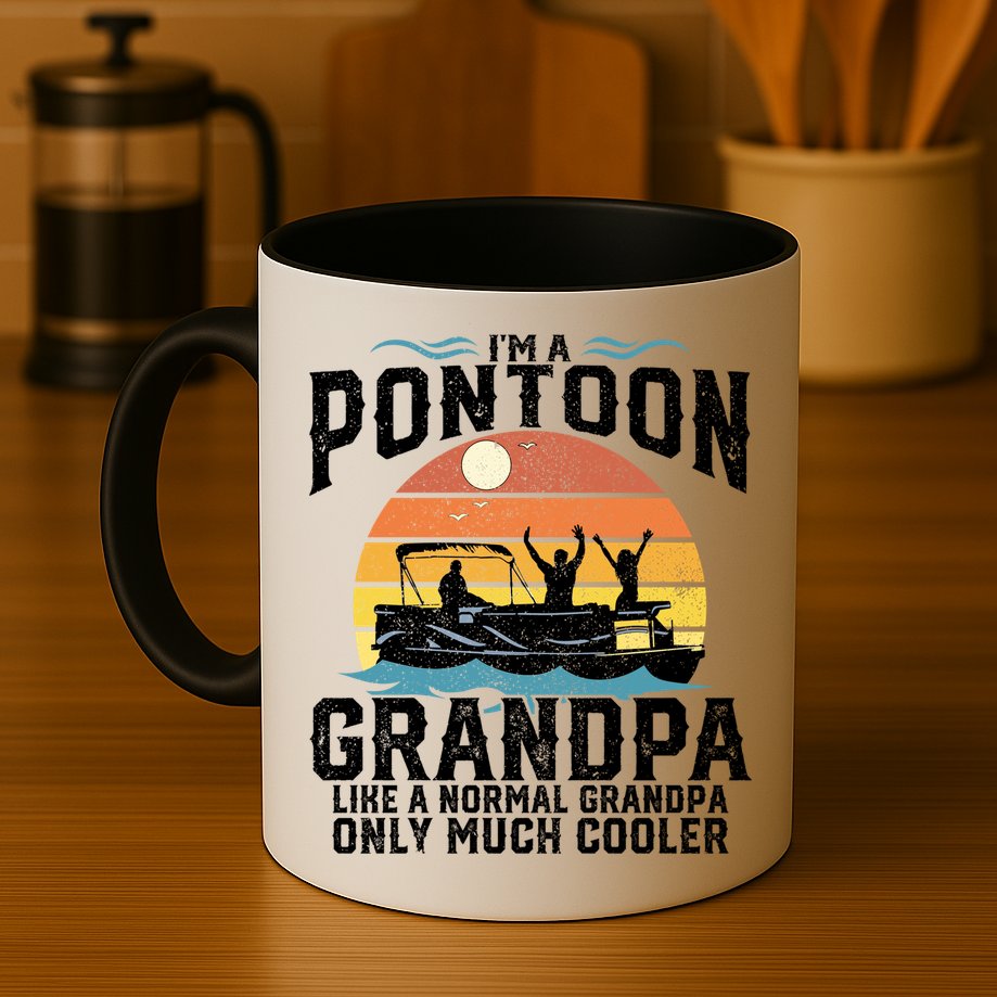 Pontoon Grandpa Captain Retro Funny Boating Fathers Day Gift Mug