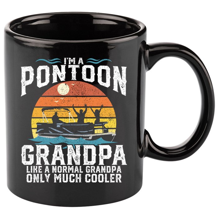 Pontoon Grandpa Captain Retro Funny Boating Fathers Day Gift 11oz C Handle Ceramic Mug