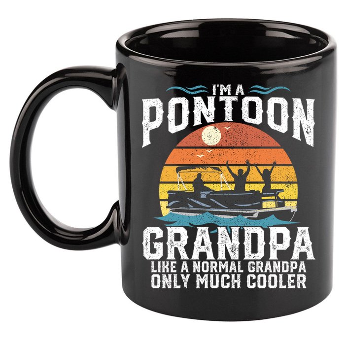 Pontoon Grandpa Captain Retro Funny Boating Fathers Day Gift 11oz C Handle Ceramic Mug