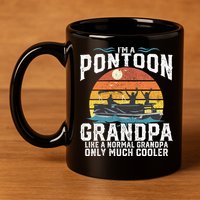 Pontoon Grandpa Captain Retro Funny Boating Fathers Day Gift 11oz C Handle Ceramic Mug