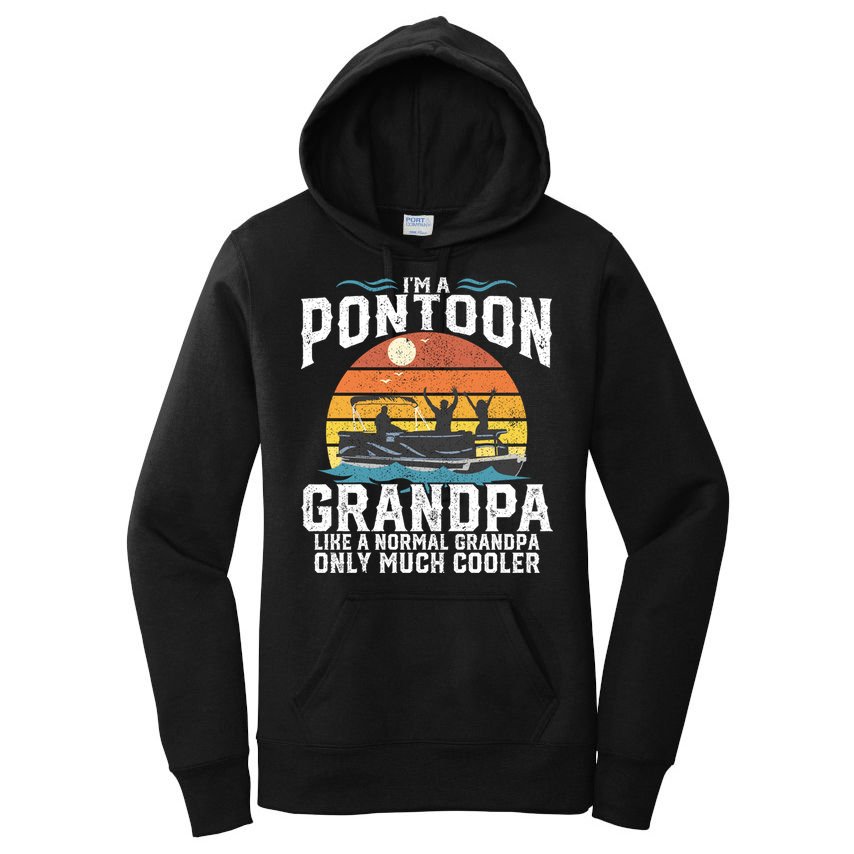 Pontoon Grandpa Captain Retro Funny Boating Fathers Day Gift Women's Pullover Hoodie