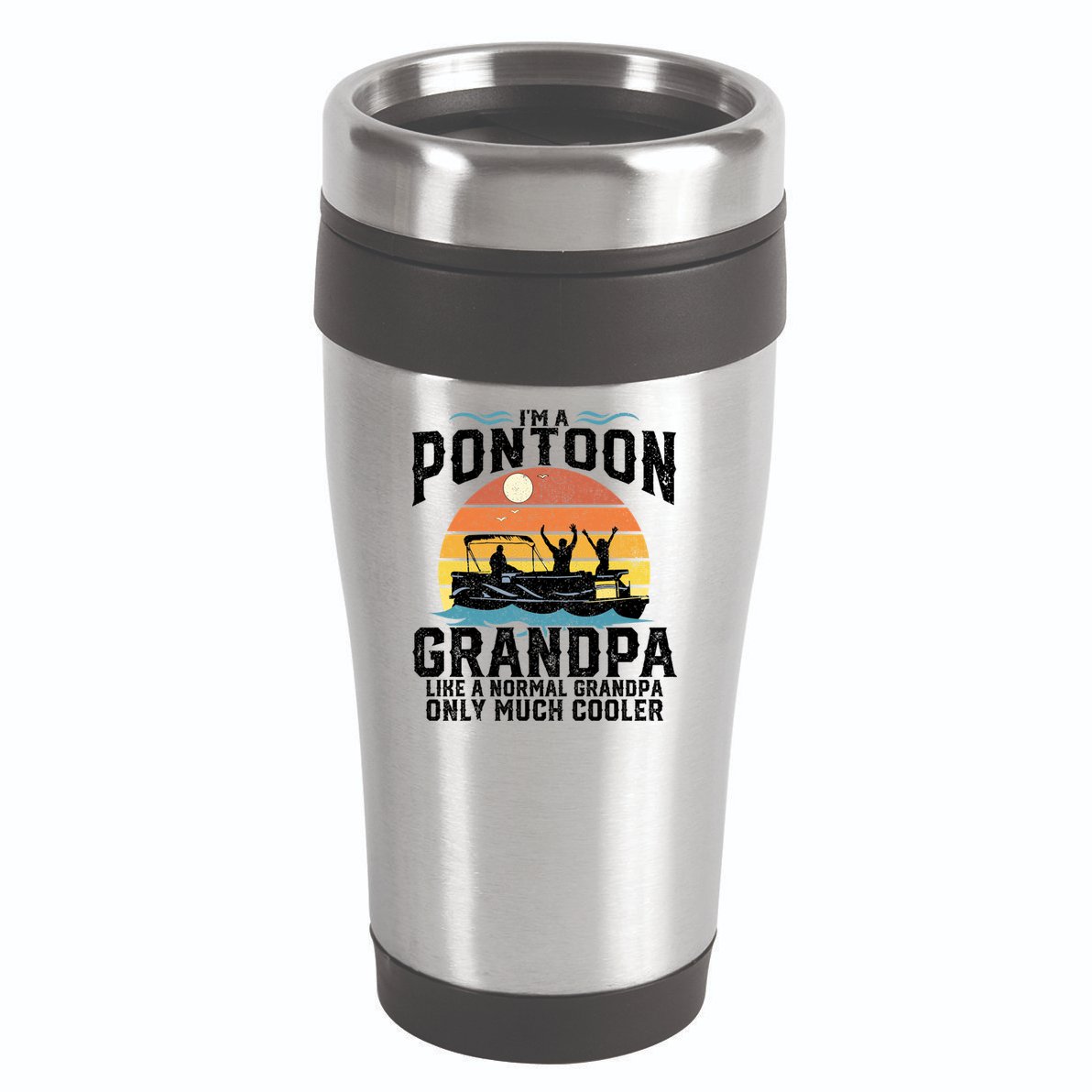 Pontoon Grandpa Captain Retro Funny Boating Fathers Day Gift 16oz Travel Tumbler