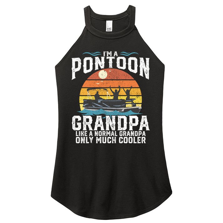 Pontoon Grandpa Captain Retro Funny Boating Fathers Day Gift Women's Perfect Tri Rocker Tank