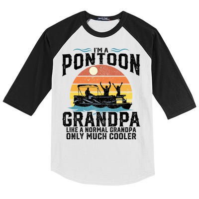 Pontoon Grandpa Captain Retro Funny Boating Fathers Day Gift Kids Colorblock Raglan Jersey
