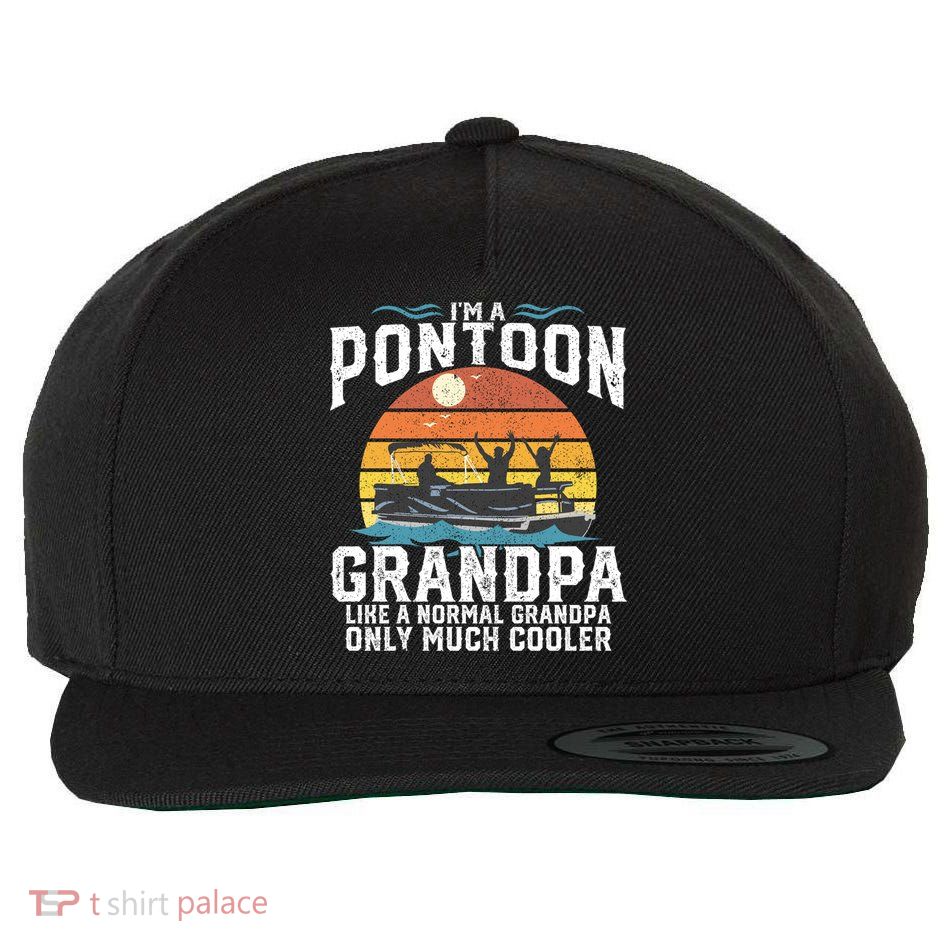 Pontoon Grandpa Captain Retro Funny Boating Fathers Day Gift Wool Snapback Cap
