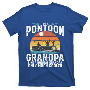 Pontoon Grandpa Captain Retro Funny Boating Fathers Day Gift T-Shirt