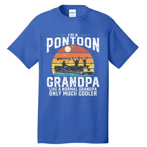 Pontoon Grandpa Captain Retro Funny Boating Fathers Day Gift Tall T-Shirt