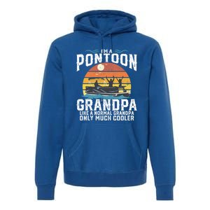 Pontoon Grandpa Captain Retro Funny Boating Fathers Day Gift Premium Hoodie