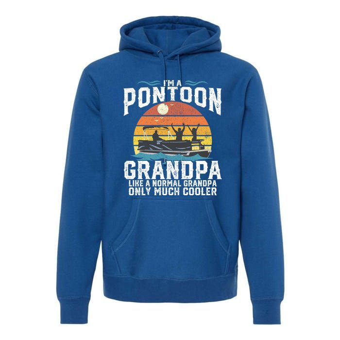 Pontoon Grandpa Captain Retro Funny Boating Fathers Day Gift Premium Hoodie