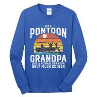 Pontoon Grandpa Captain Retro Funny Boating Fathers Day Gift Tall Long Sleeve T-Shirt