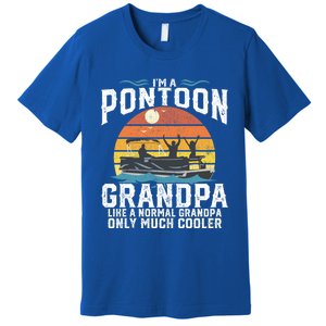 Pontoon Grandpa Captain Retro Funny Boating Fathers Day Gift Premium T-Shirt