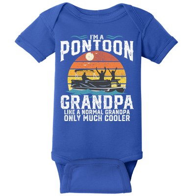 Pontoon Grandpa Captain Retro Funny Boating Fathers Day Gift Baby Bodysuit