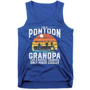 Pontoon Grandpa Captain Retro Funny Boating Fathers Day Gift Tank Top