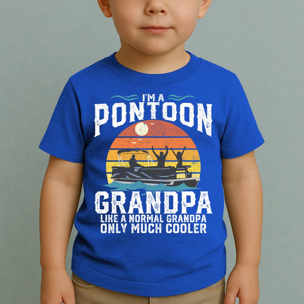 Pontoon Grandpa Captain Retro Funny Boating Fathers Day Gift Toddler T-Shirt