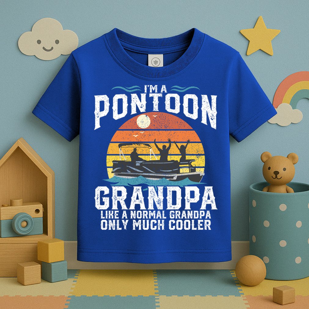 Pontoon Grandpa Captain Retro Funny Boating Fathers Day Gift Toddler T-Shirt