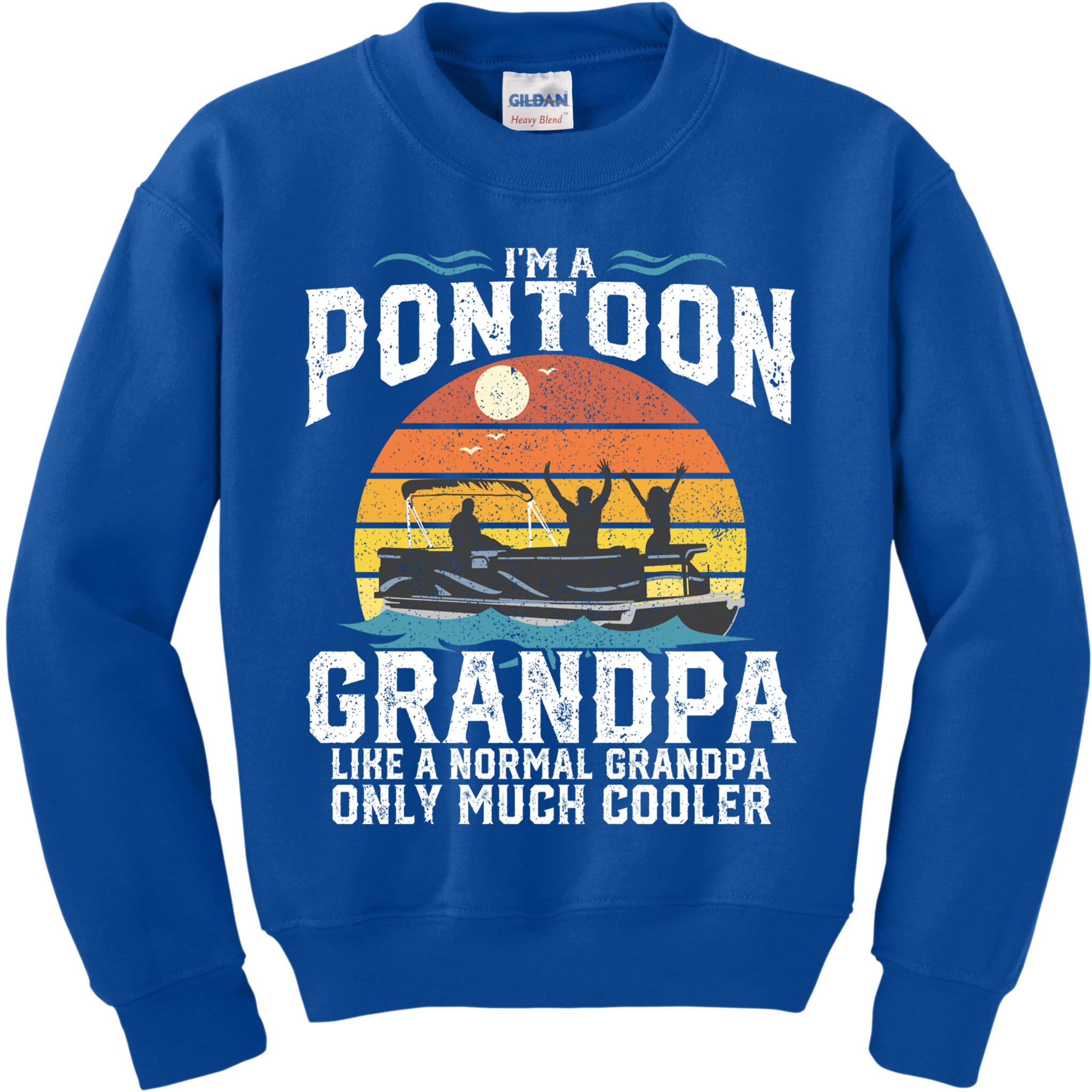 Pontoon Grandpa Captain Retro Funny Boating Fathers Day Gift Kids Sweatshirt