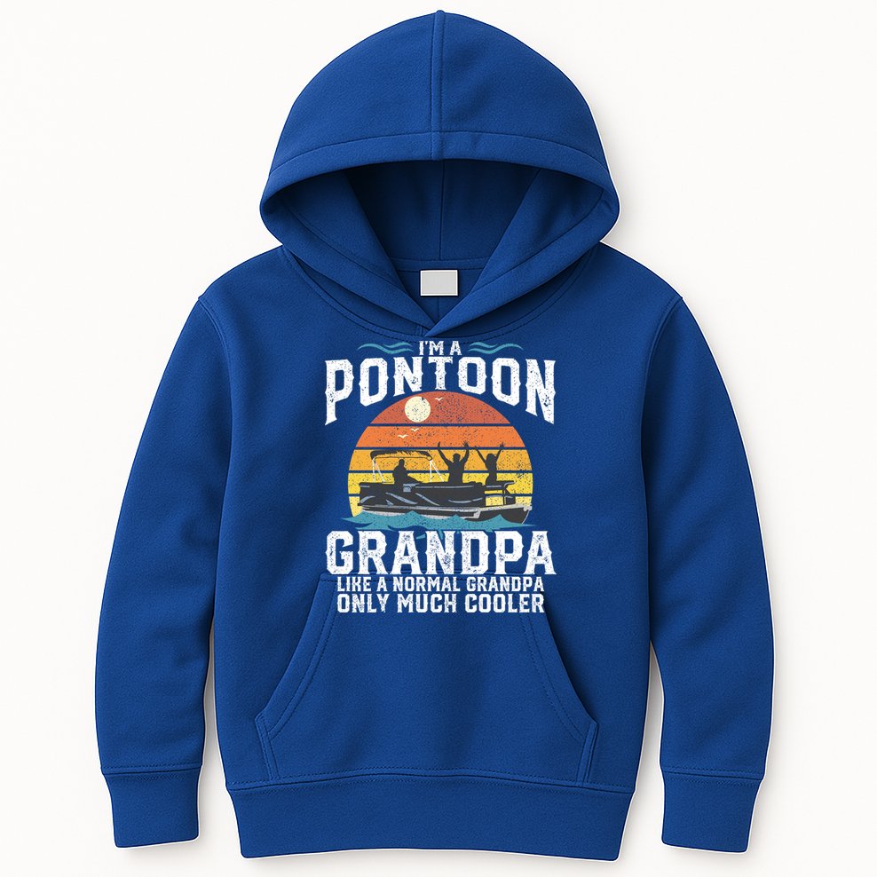 Pontoon Grandpa Captain Retro Funny Boating Fathers Day Gift Kids Hoodie
