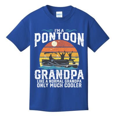 Pontoon Grandpa Captain Retro Funny Boating Fathers Day Gift Kids T-Shirt