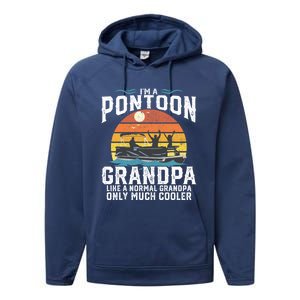 Pontoon Grandpa Captain Retro Funny Boating Fathers Day Gift Performance Fleece Hoodie