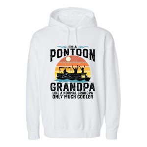 Pontoon Grandpa Captain Retro Funny Boating Fathers Day Gift Garment-Dyed Fleece Hoodie