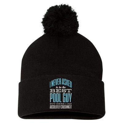 Pool Guy Cleaner Pool Service Pom Pom 12in Knit Beanie