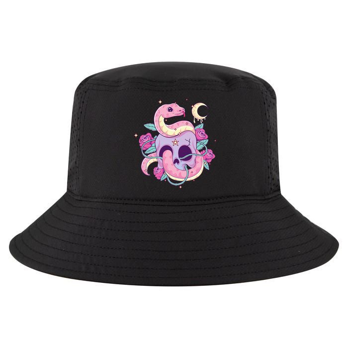 Pastel Goth Creepy Skull Serpent Snake Kawaii Emo Nu Goth Cool Comfort Performance Bucket Hat